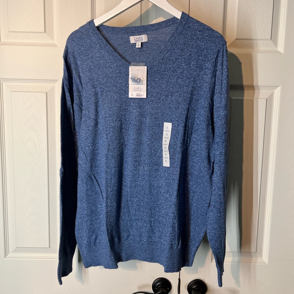 Croft&Barrow XL men’s sweater v-neck blue new